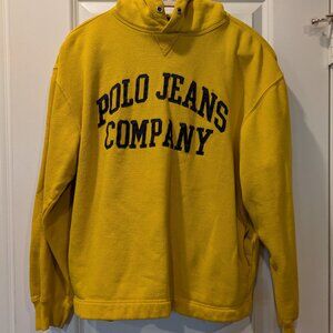 Vintage Polo Jeans Co Ralph Lauren Yellow Spell-Out Hoodie Sweatshirt